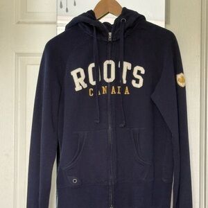 Roots Dark Blue Zip up hoodie with Yellow Emblem